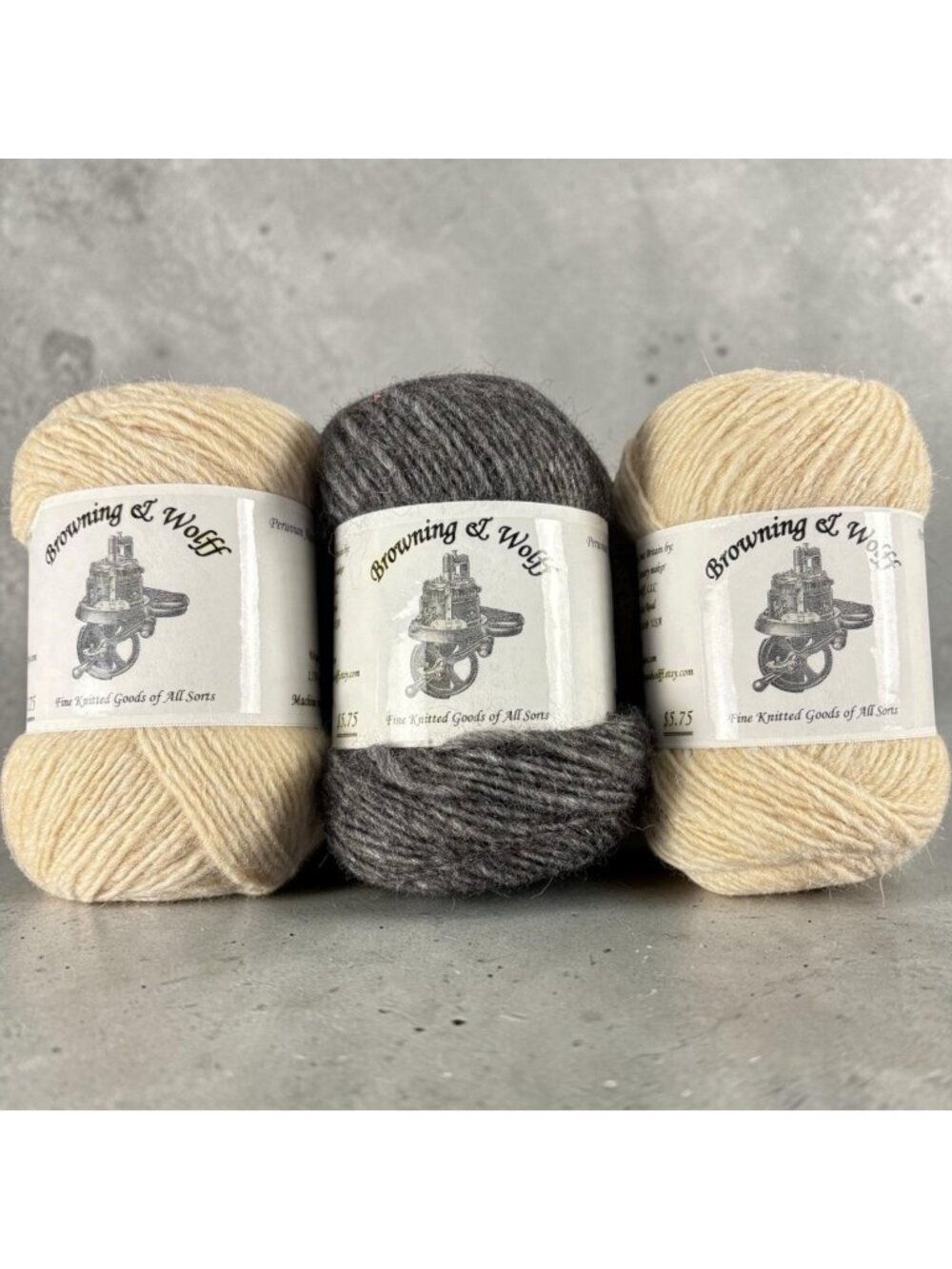 Browning & Wolff Yarn Lot 3 Skeins Alpaca Merino Sock Oatmeal Gray 567 Yards